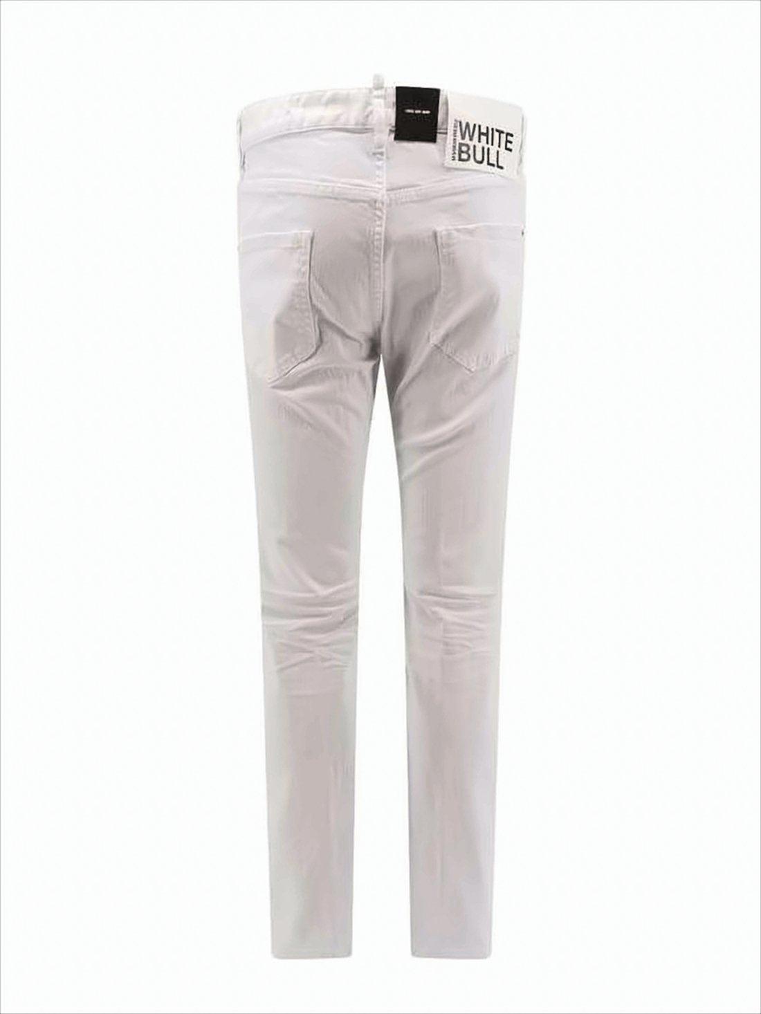 Slim-Fit White Denim Pants