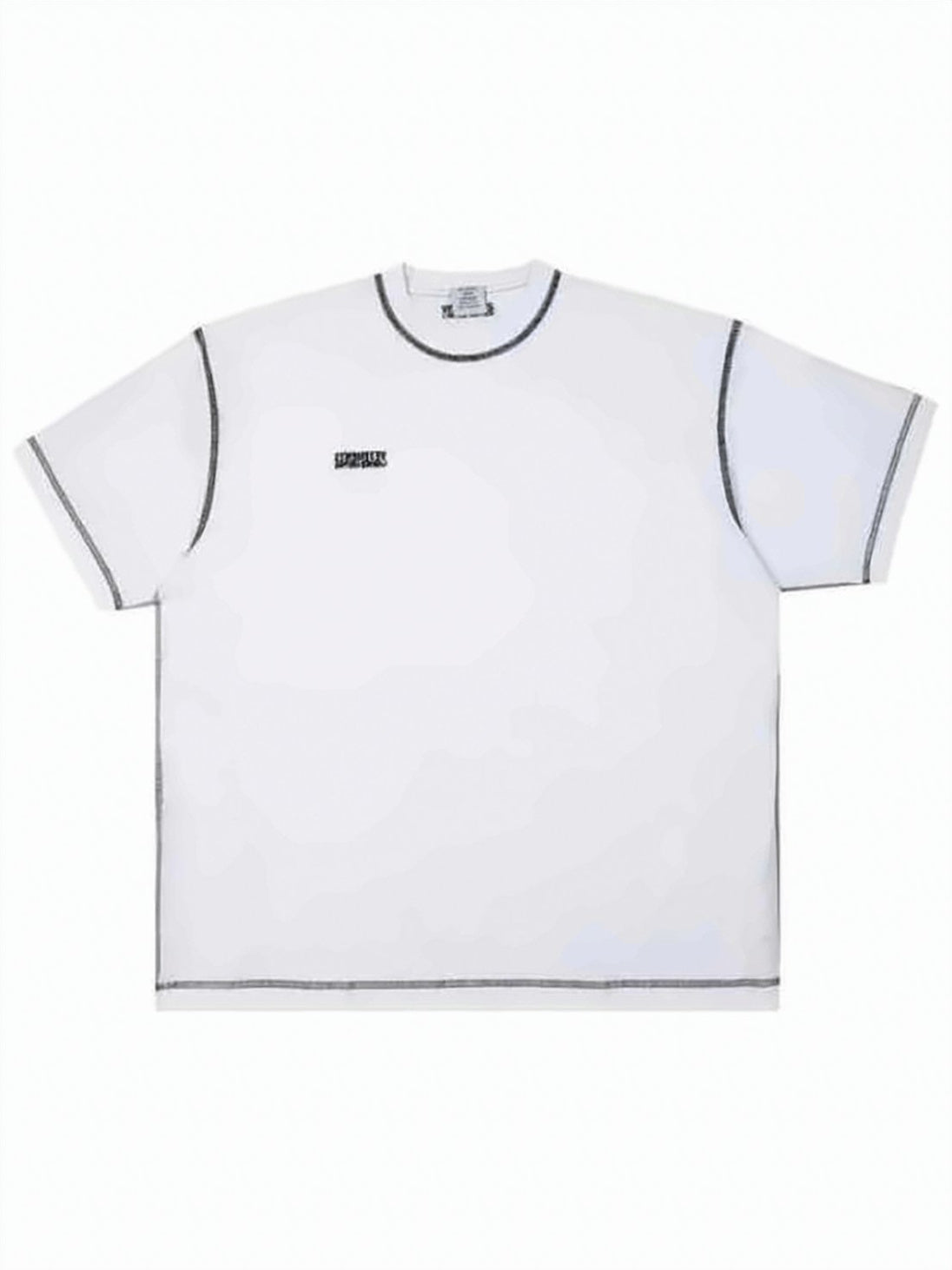Boxy-Cut Short-Sleeve T-Shirt with Contrast Stitching