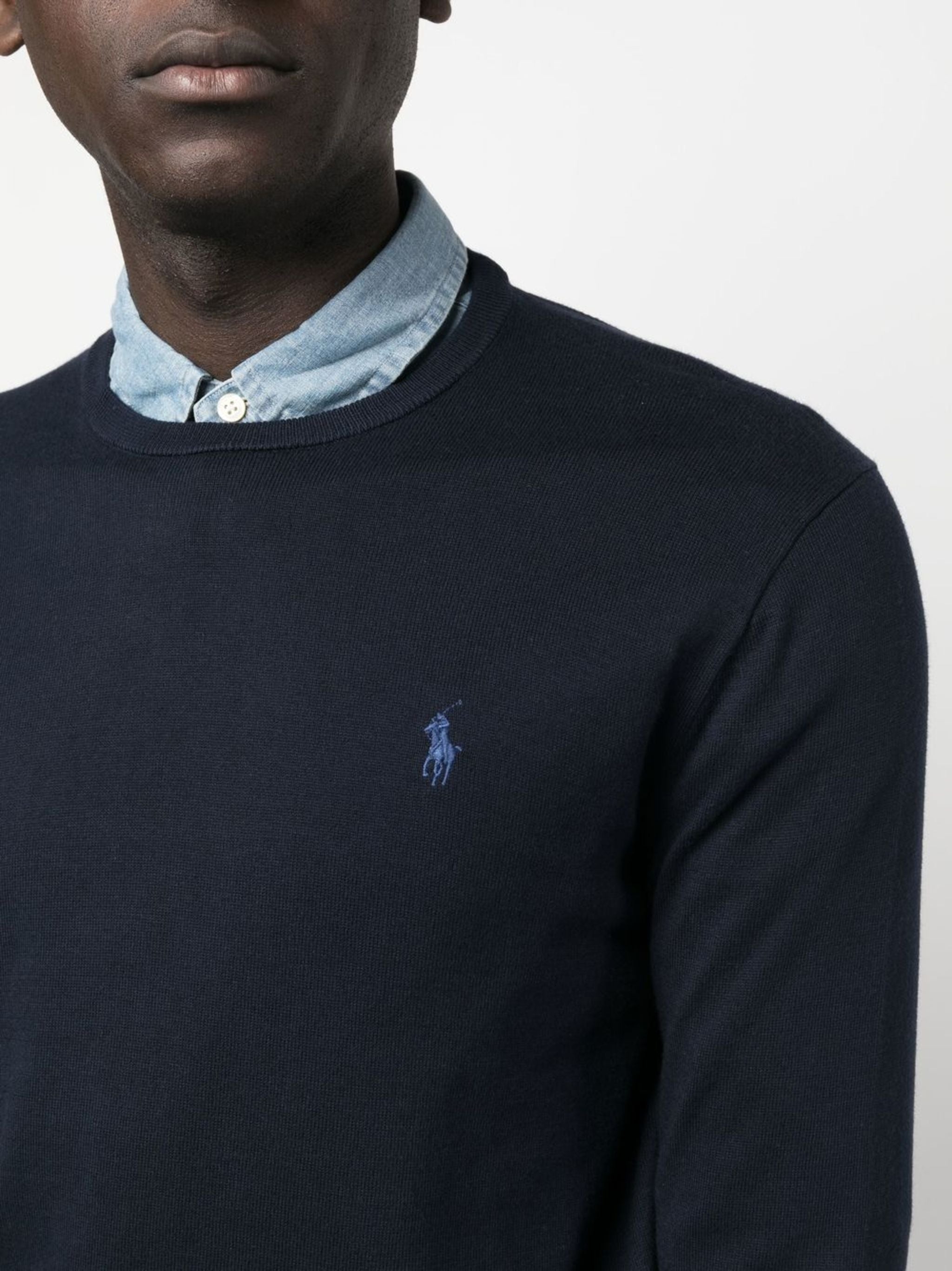Dark Navy Sweater Crew Neck Cotton Sweater