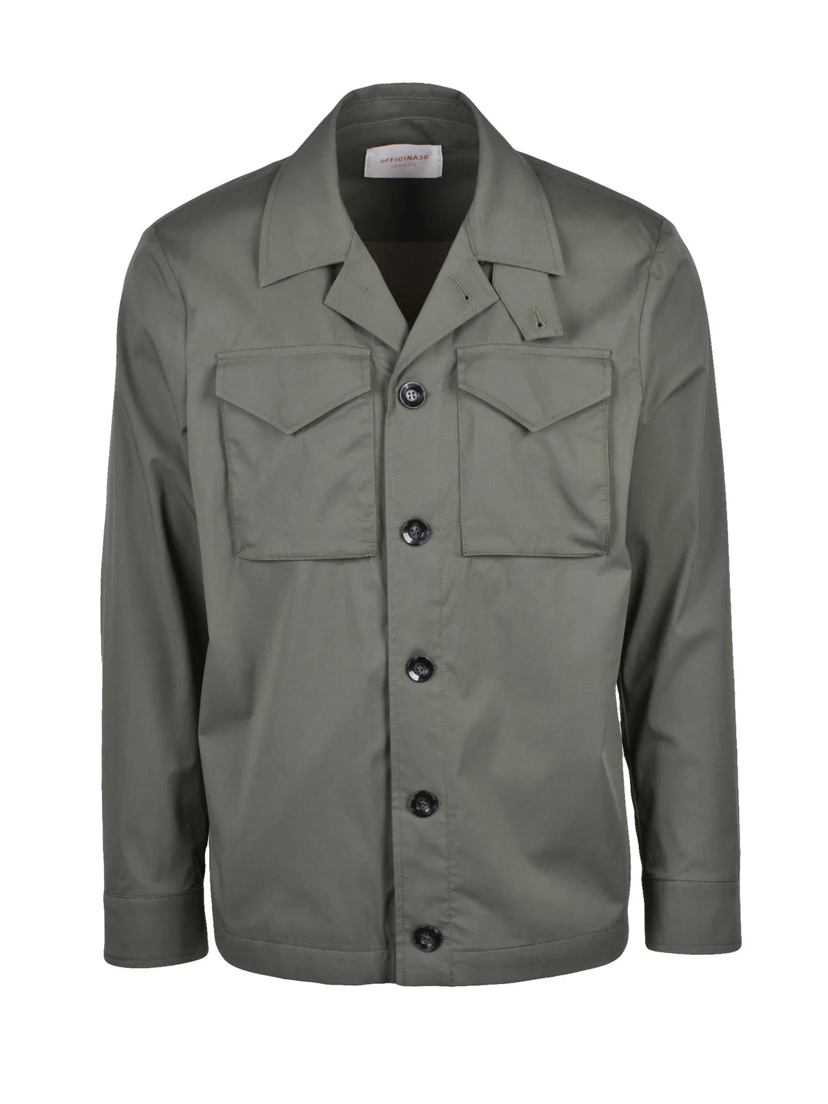 Military Green Cotton Nylon Elastane Shirt