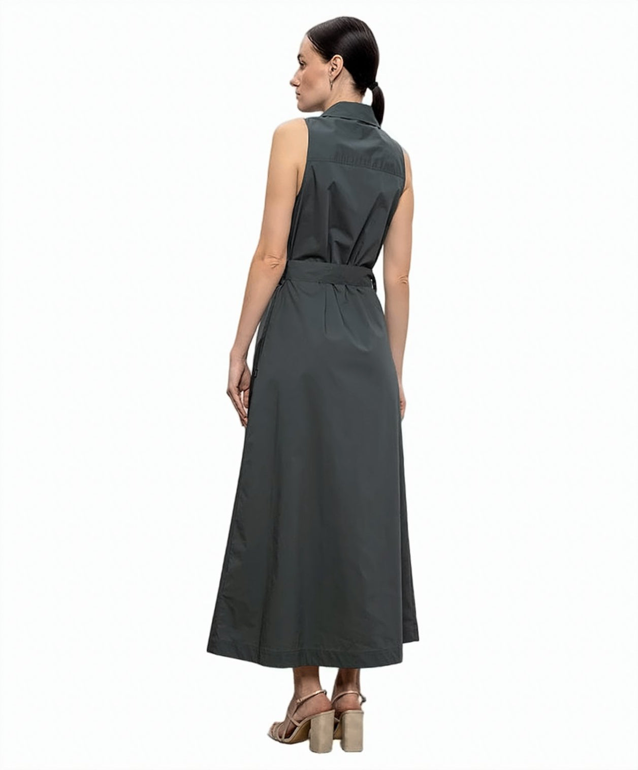 Midi Shirt Collar Belted Dress
