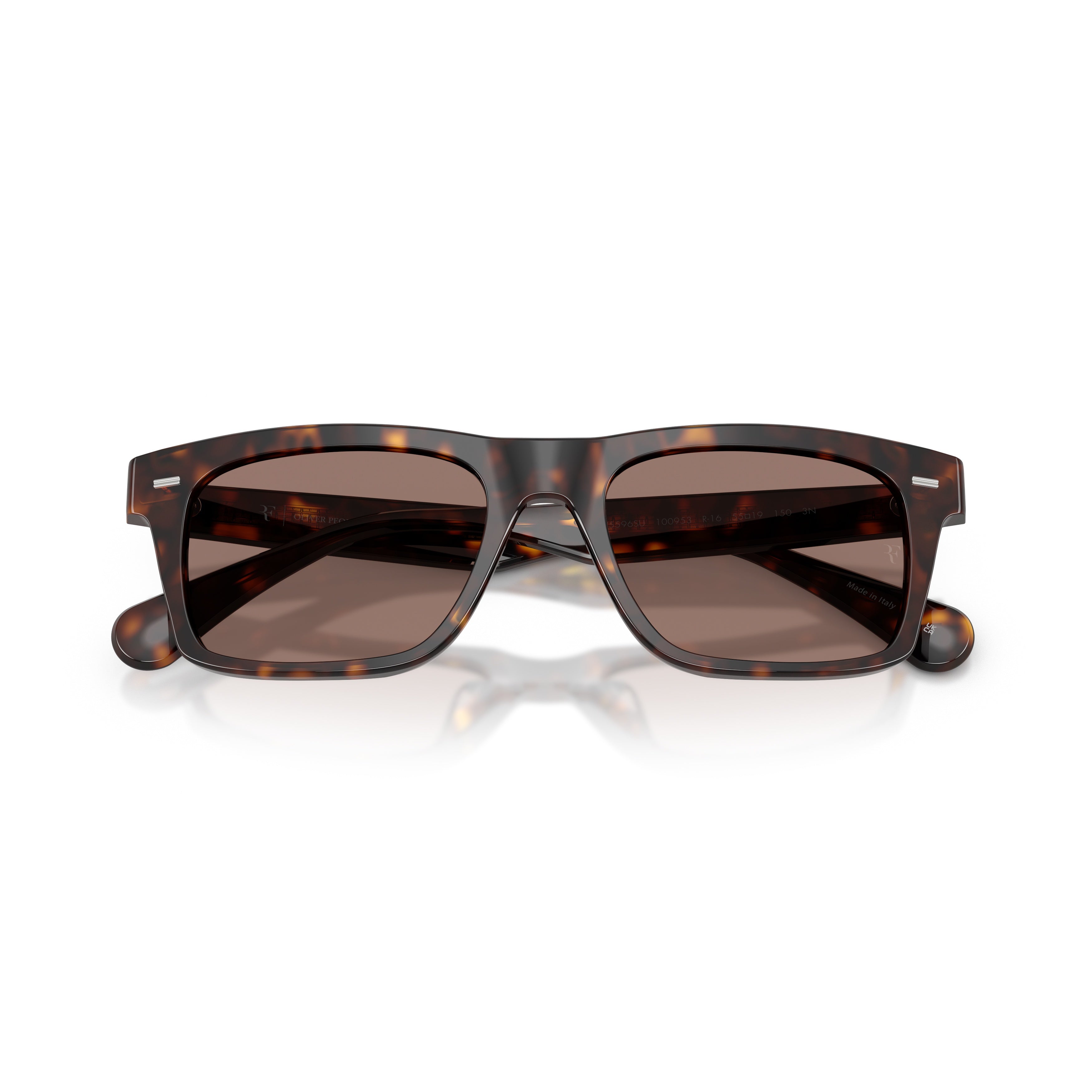 0ov5596su Rectangular Tortoiseshell Acetate Sunglasses with Metallic Accents