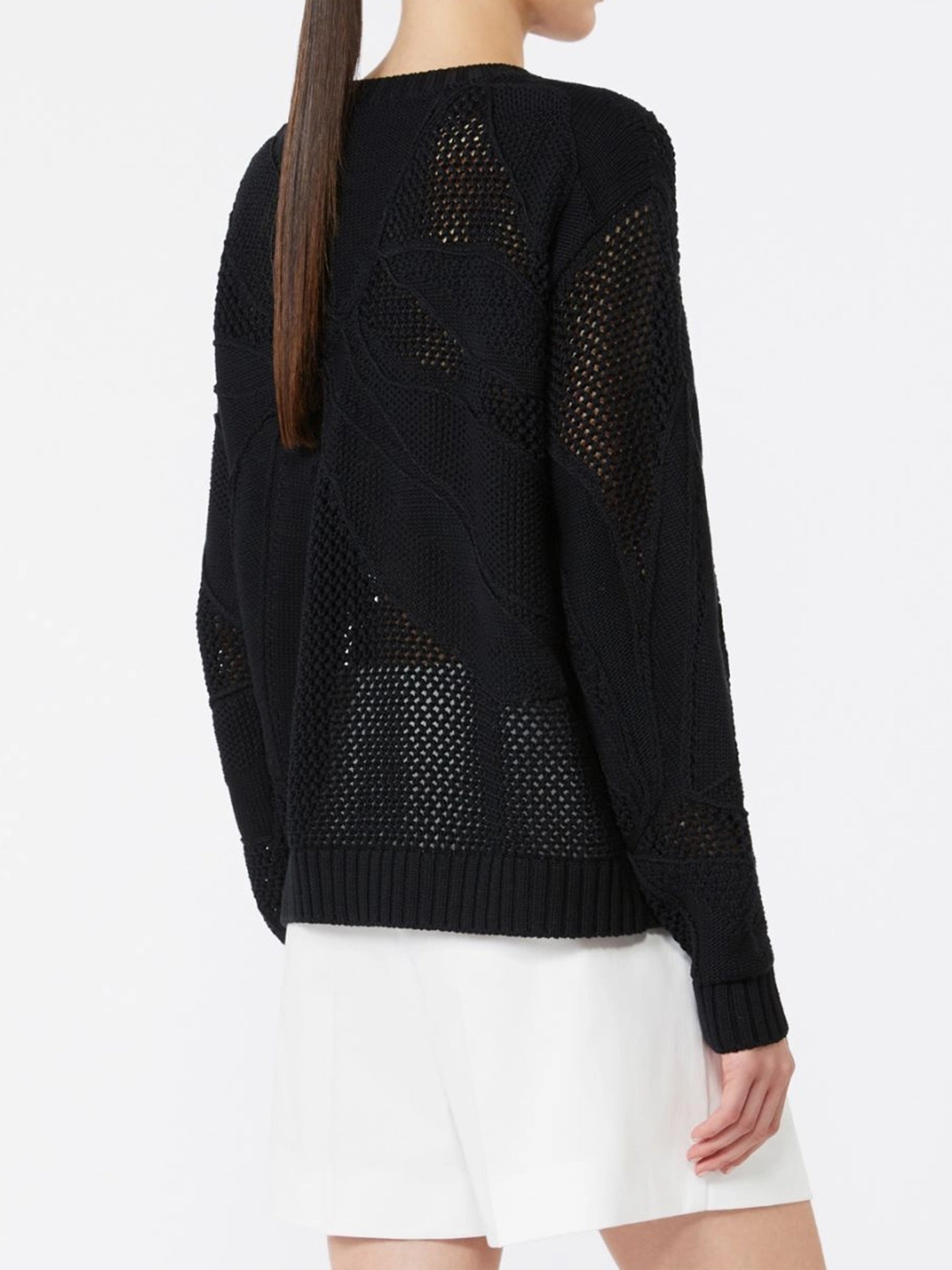 Black Mxmsalvo Textured Black Knit Sweater