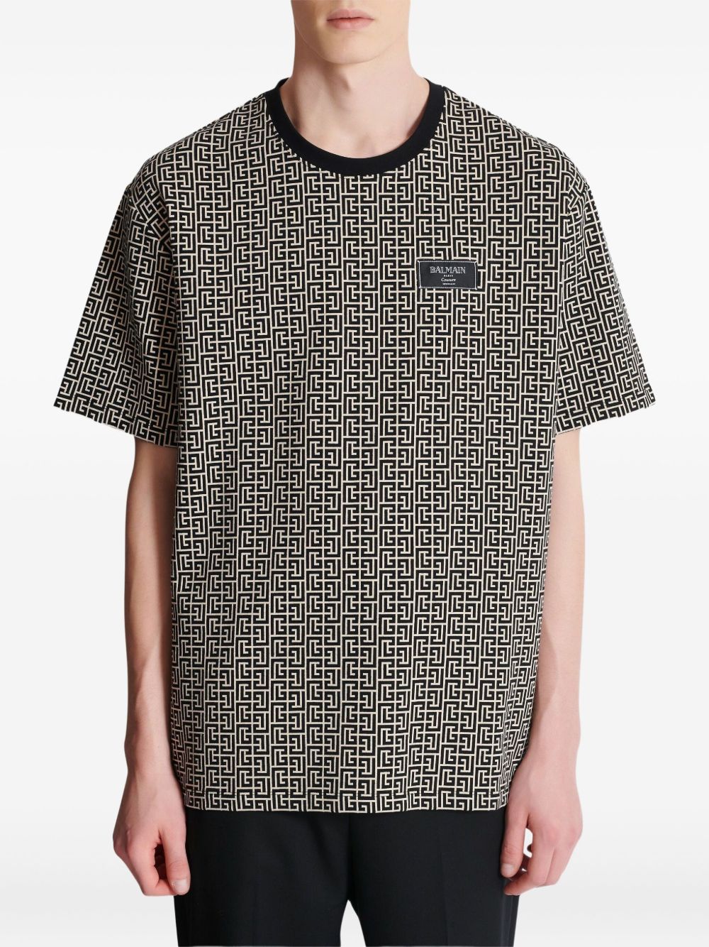Geometric Pattern Silk And Nylon Blend T-Shirt