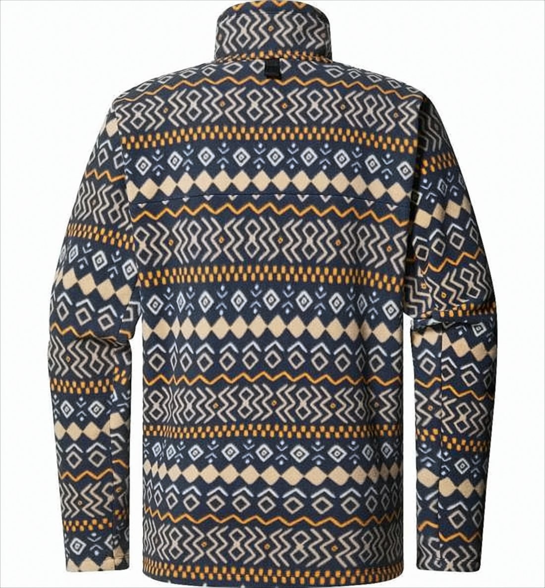 Geometric Pattern Zip-Up Knit with High Collar