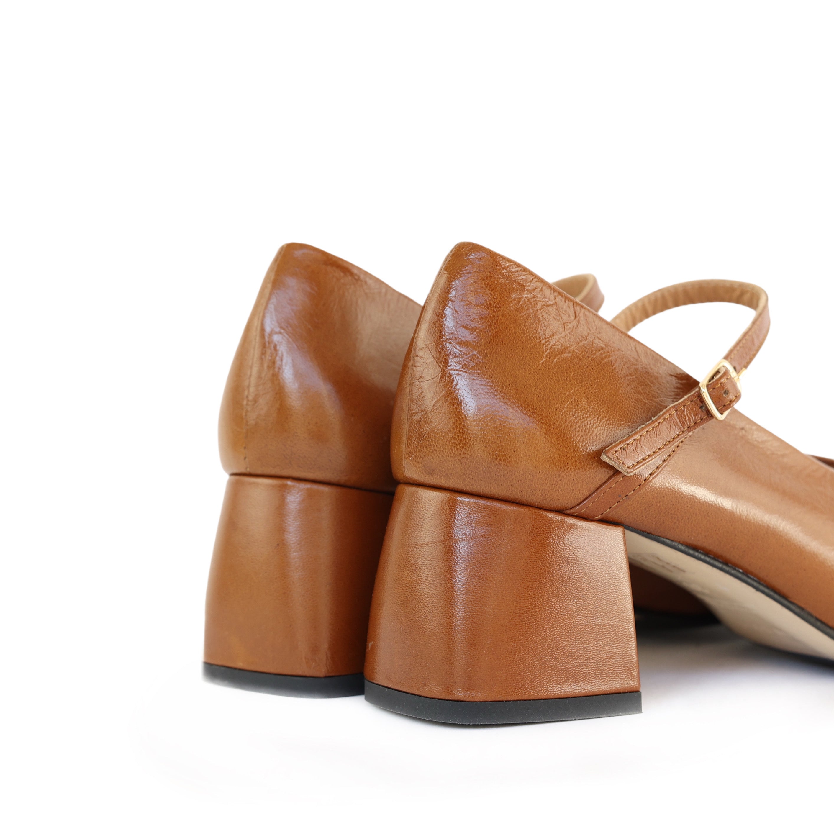 Rounded Square Toe Pumps with Thin Strap