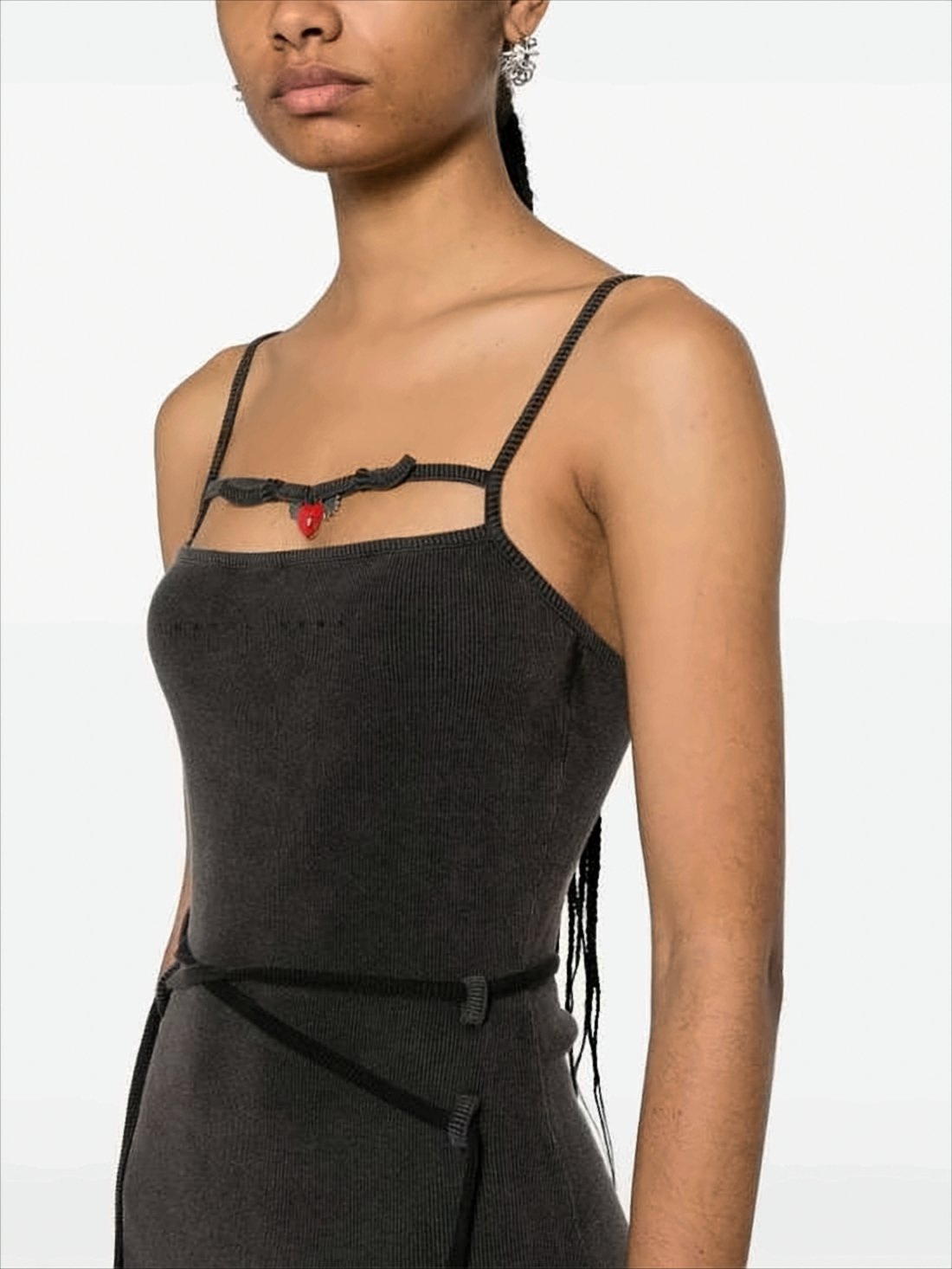 Black Body-Hugging Maxi Dress with Spaghetti Straps