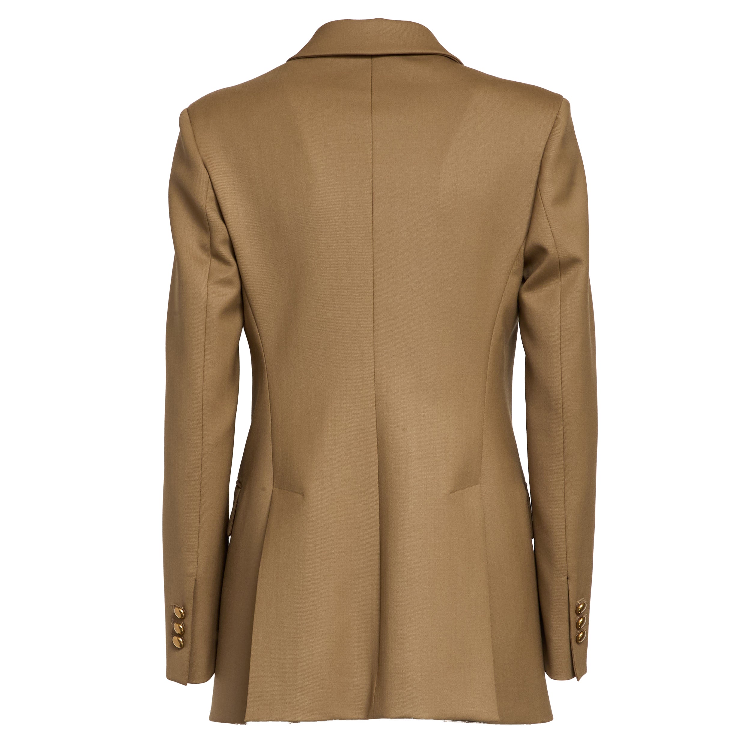 Camel Double-Breasted Blazer with Notched Lapel