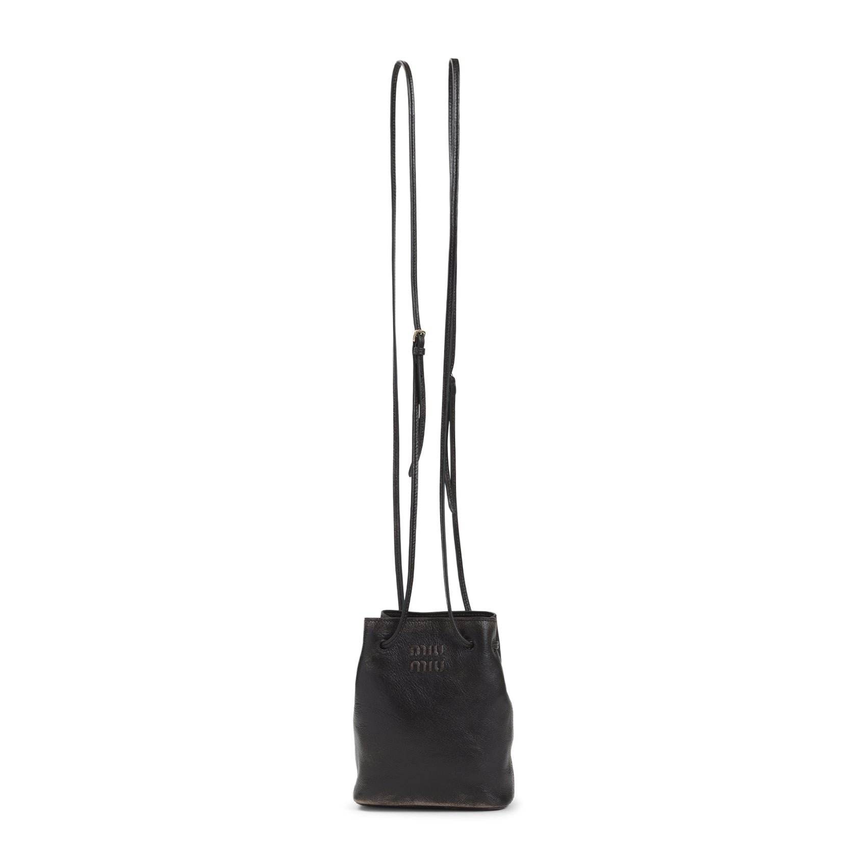 Brown Lamb Leather Clutch with Drawstring Closure