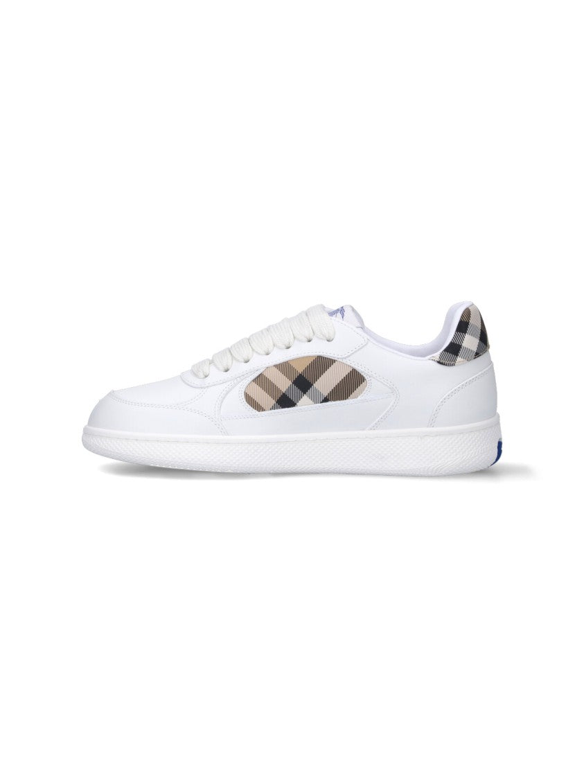 Calf Leather Sneakers With Iconic Check Pattern