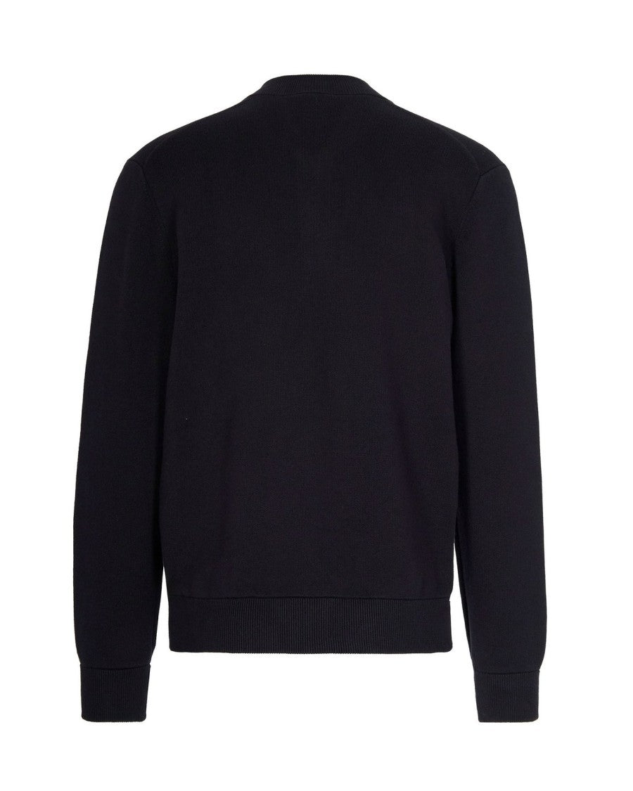 Men's Black Zip-Up Sweatshirt With Bomber Collar