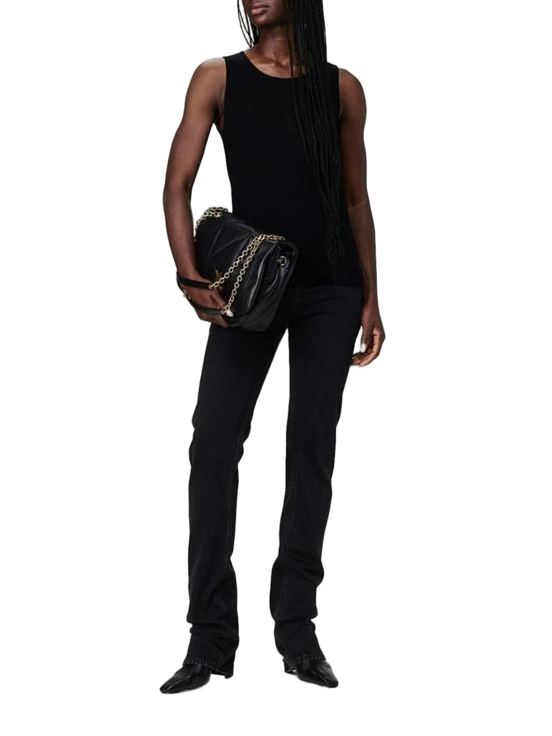 Quilted Black Lambskin Crossbody Bag