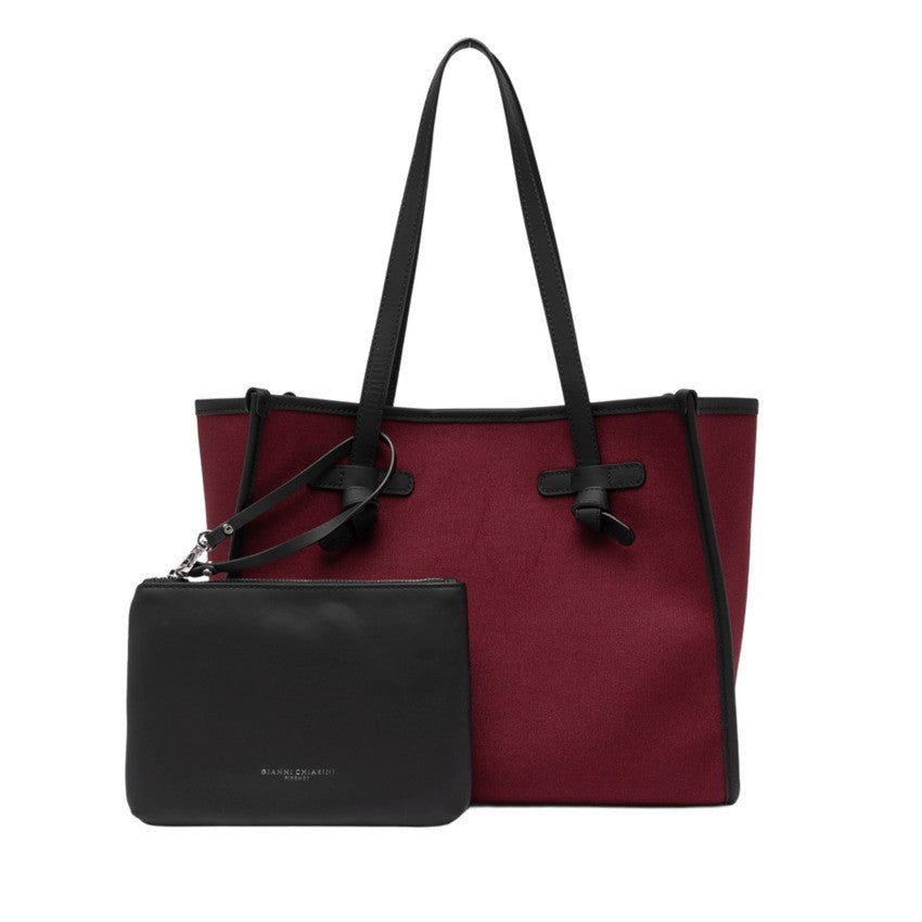Structured Canvas Tote Bag with Leather Accents