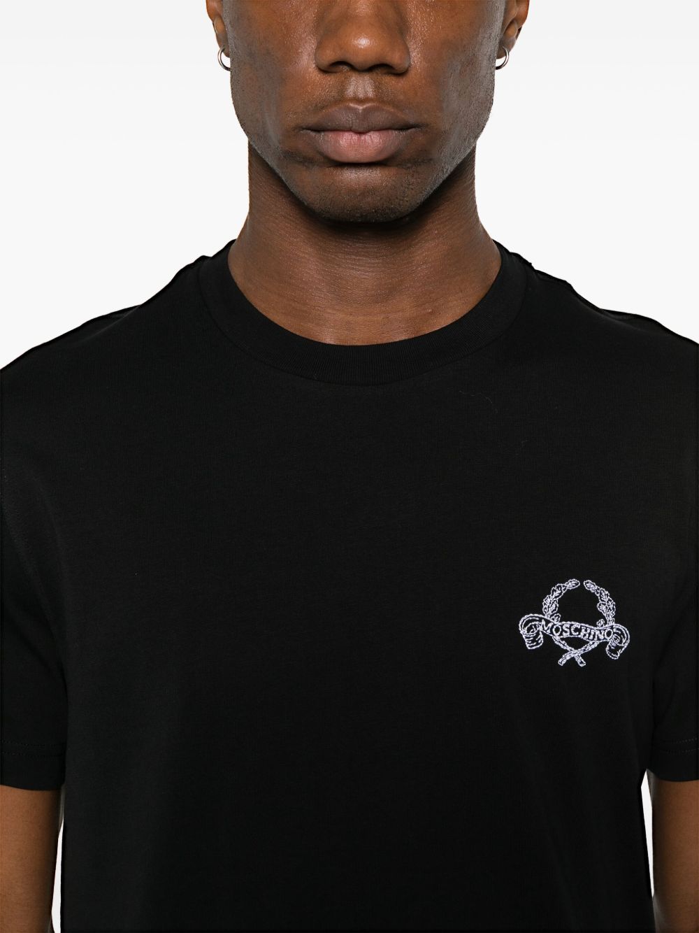 Short-Sleeve Black T-Shirt With Intricate Embroidery