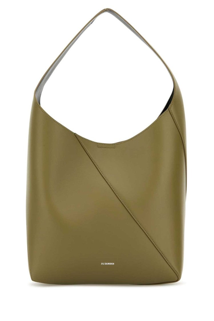Calf Leather Green Shoulder Bag with Minimalist Design