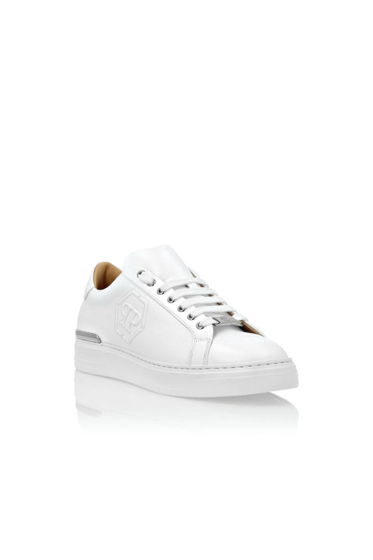White Leather Sneakers with Cushioned Insole