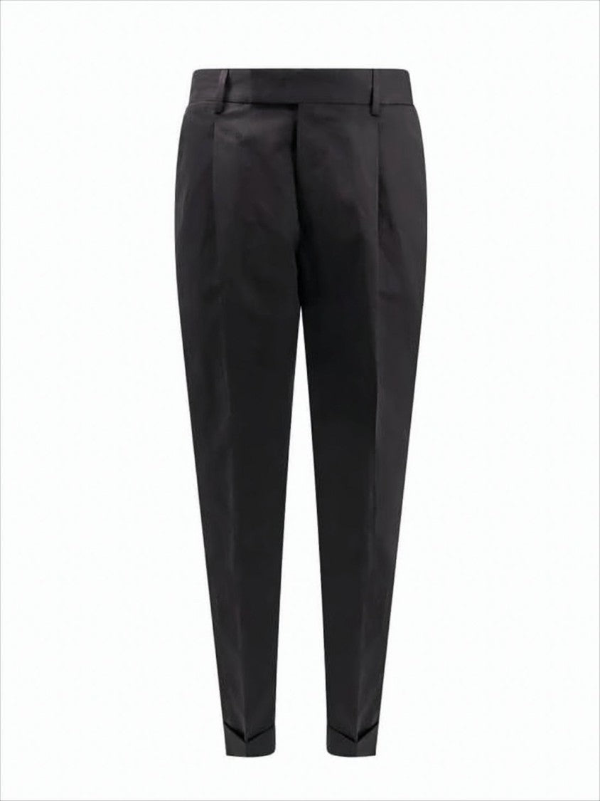 Tailored Black Suit Pants With Cropped Length And Feather Charm