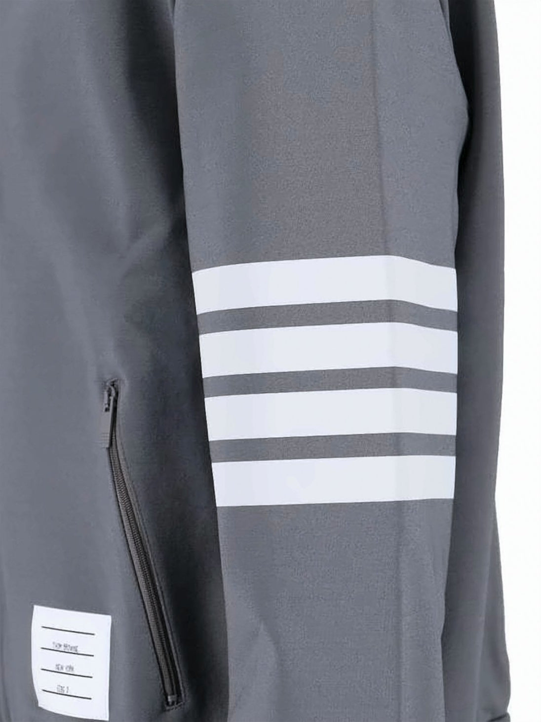 Cropped Grey Leather Jacket With Striped Accents