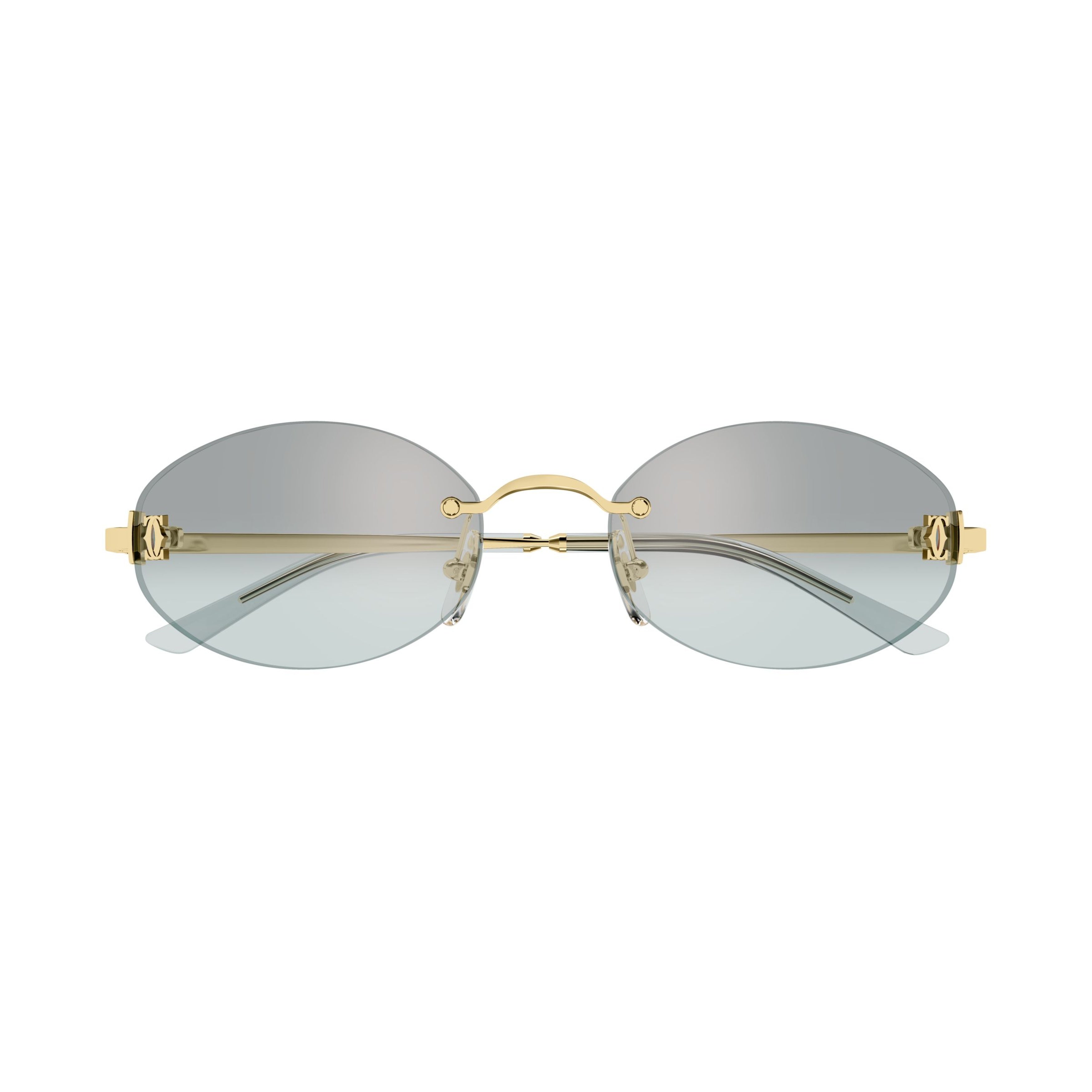 Rimless Oval Sunglasses With Polished Gold Accents