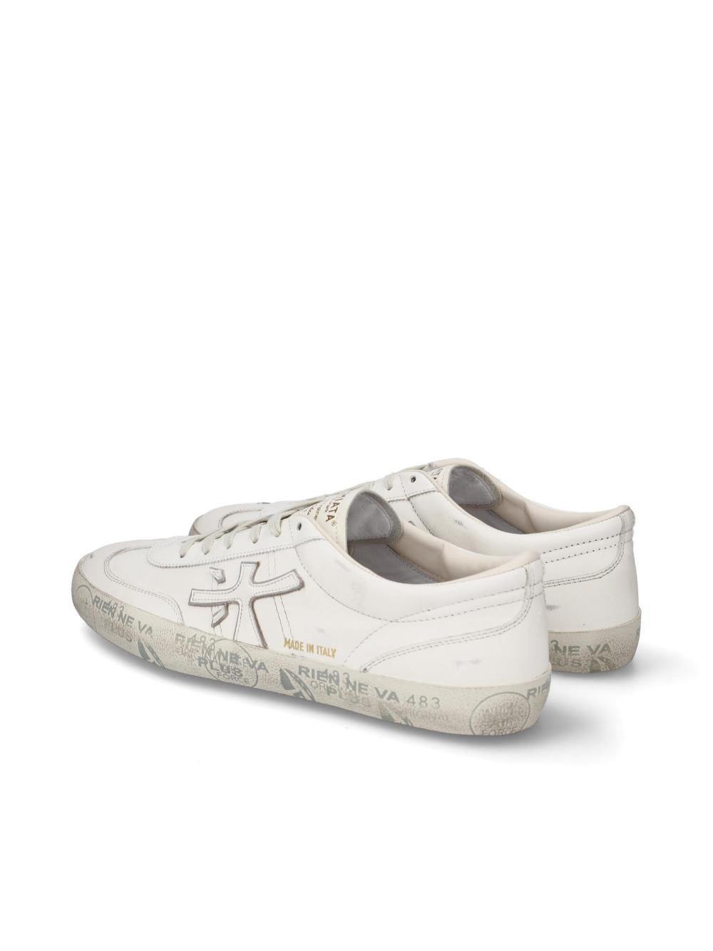 White Leather Lace-Up Sneakers