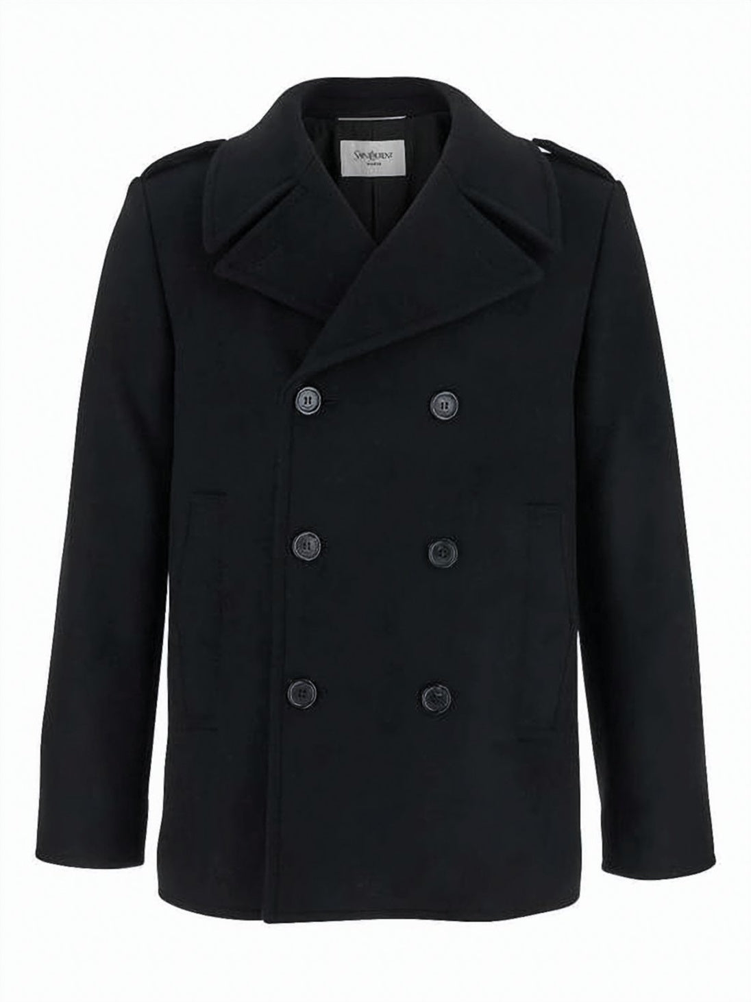 Double-Breasted Wool Coat with Structured Silhouette
