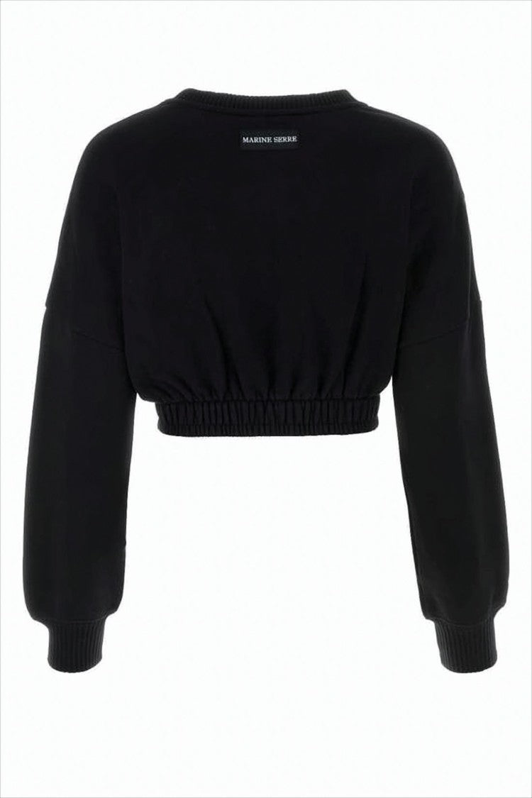 Cropped Long-Sleeve Top with Ribbed Hem