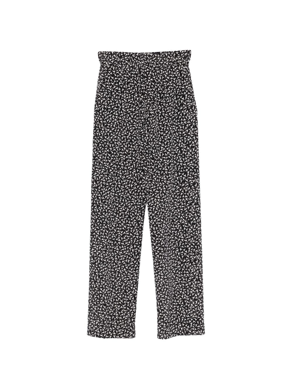Black Print Elasticated Waistband Trousers