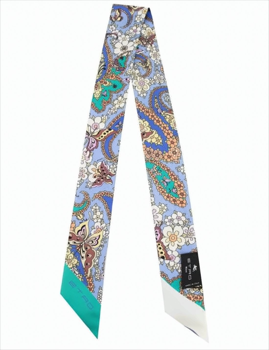 Paisley Floral Silk Scarf with Contrasting Tips