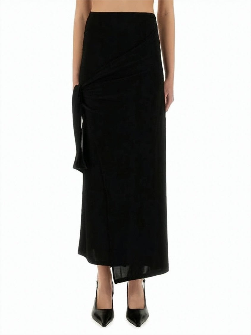 Wrap Design Midi Skirt with Side Tie Detail