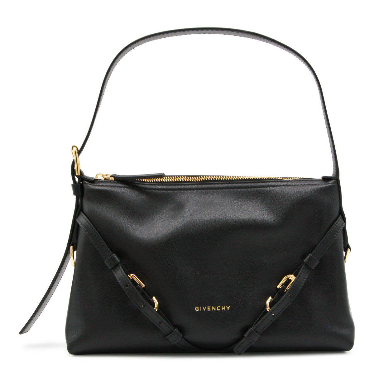 Black Leather Voyou Shoulder Bag