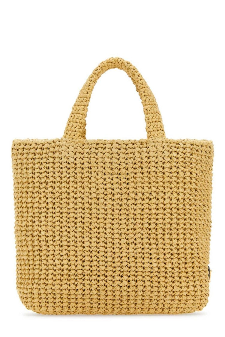 Textured Viscose Rayon Tote Bag With Embroidered Detailing