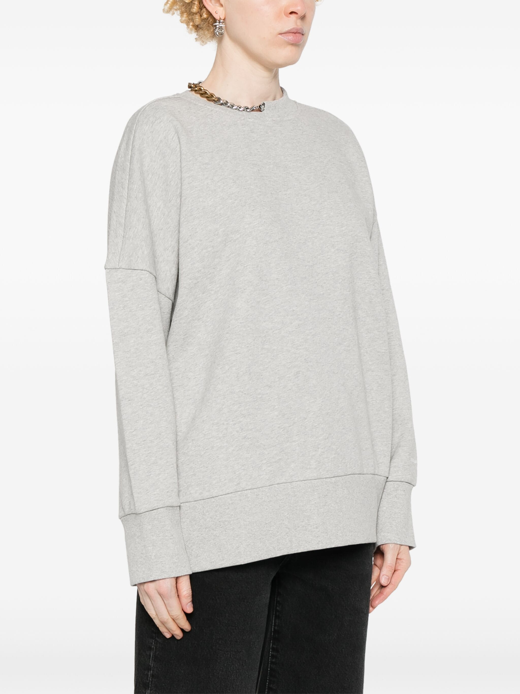 Black Sweatshirt Oversized Chain Cotton Sweatshirt