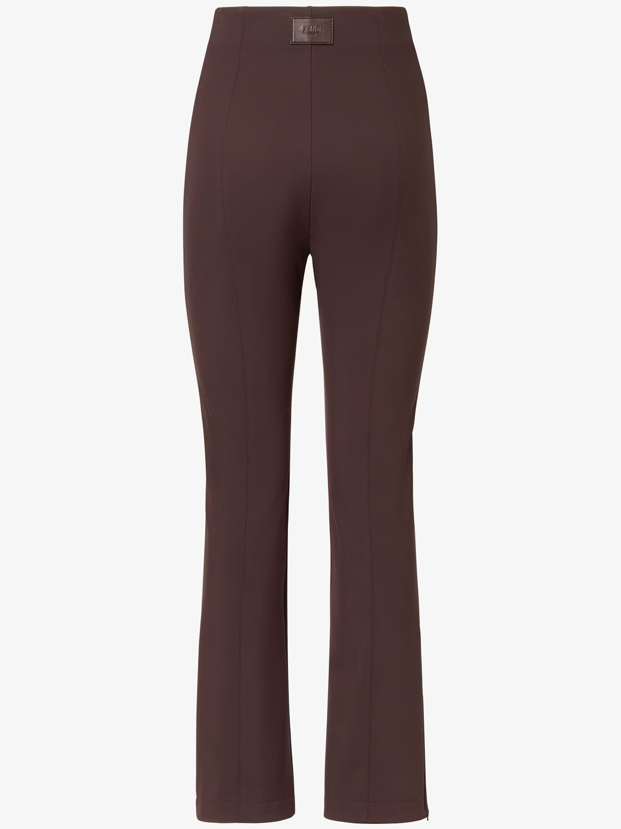 Fitted Brown High Waist Ankle-Zip Pants
