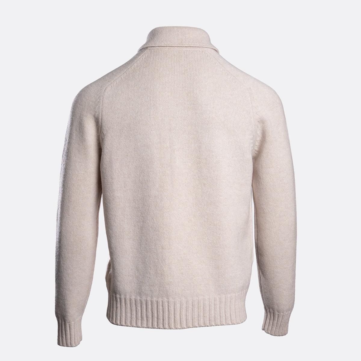 Beige Knit Jacket With Classic Collar