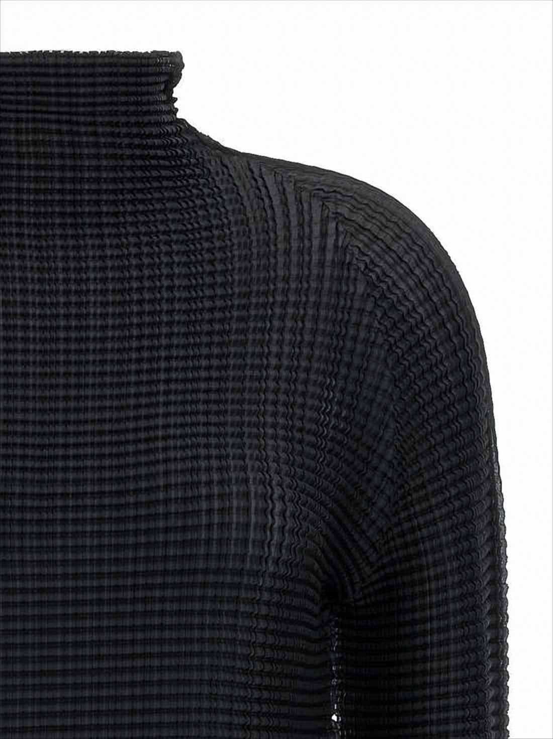 Textured Long-Sleeve Top with Ruffled Edges