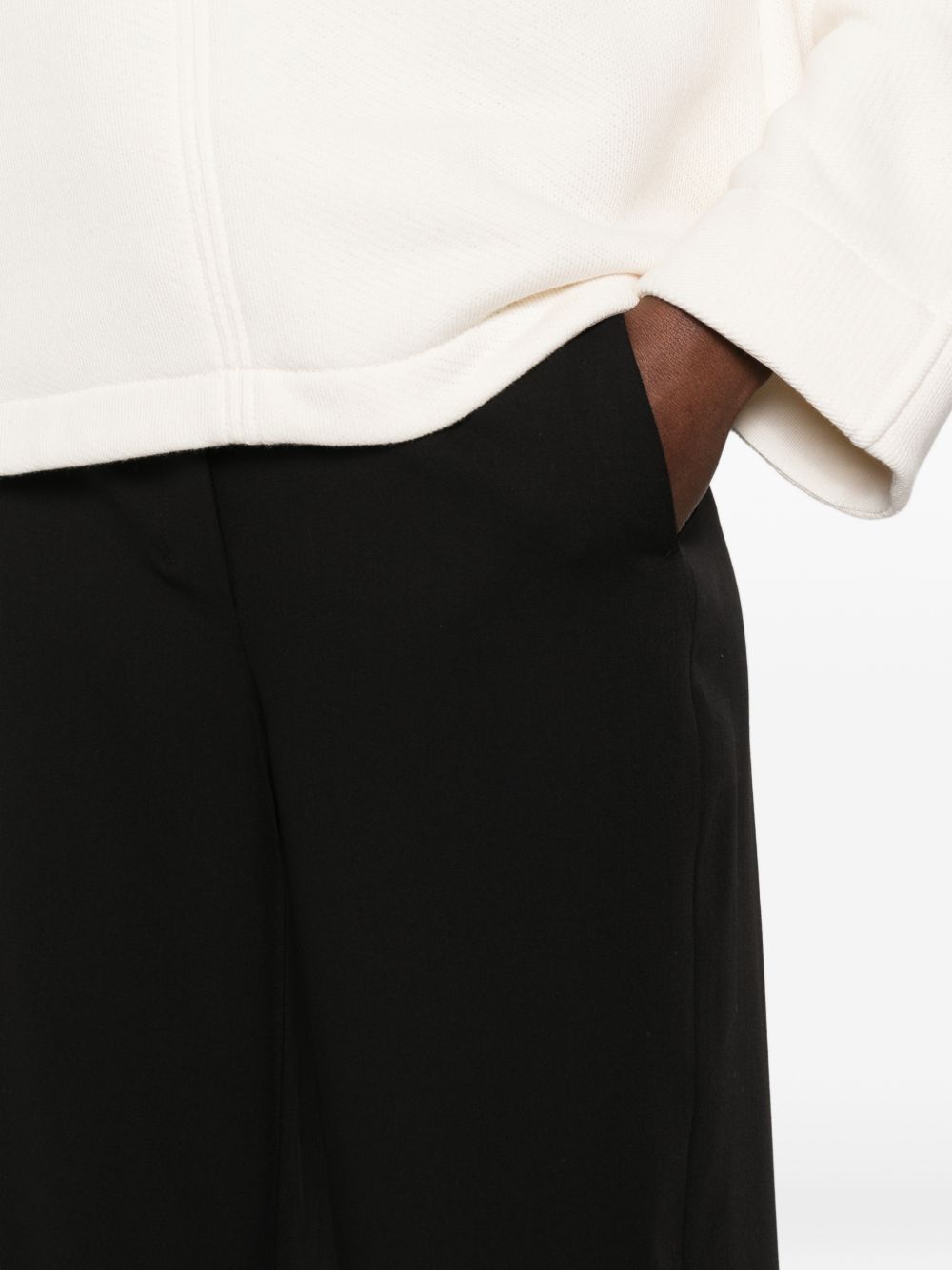 Elasticated Waist Black Wool Pants