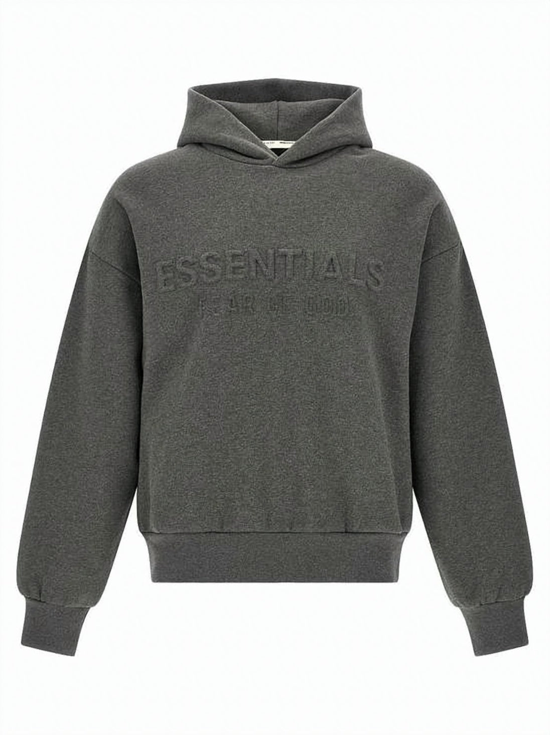 Relaxed Fit Cropped Hoodie with Tonal Embossed Logo