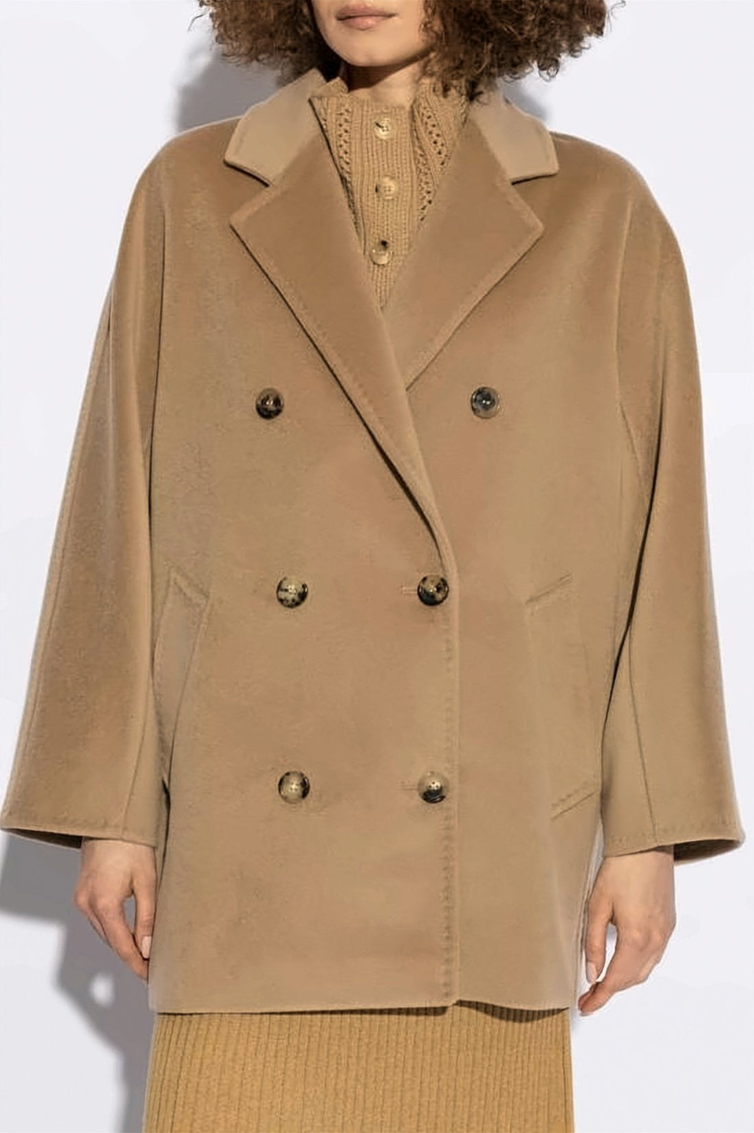Boxy Double-Breasted Coat with Wide Lapels