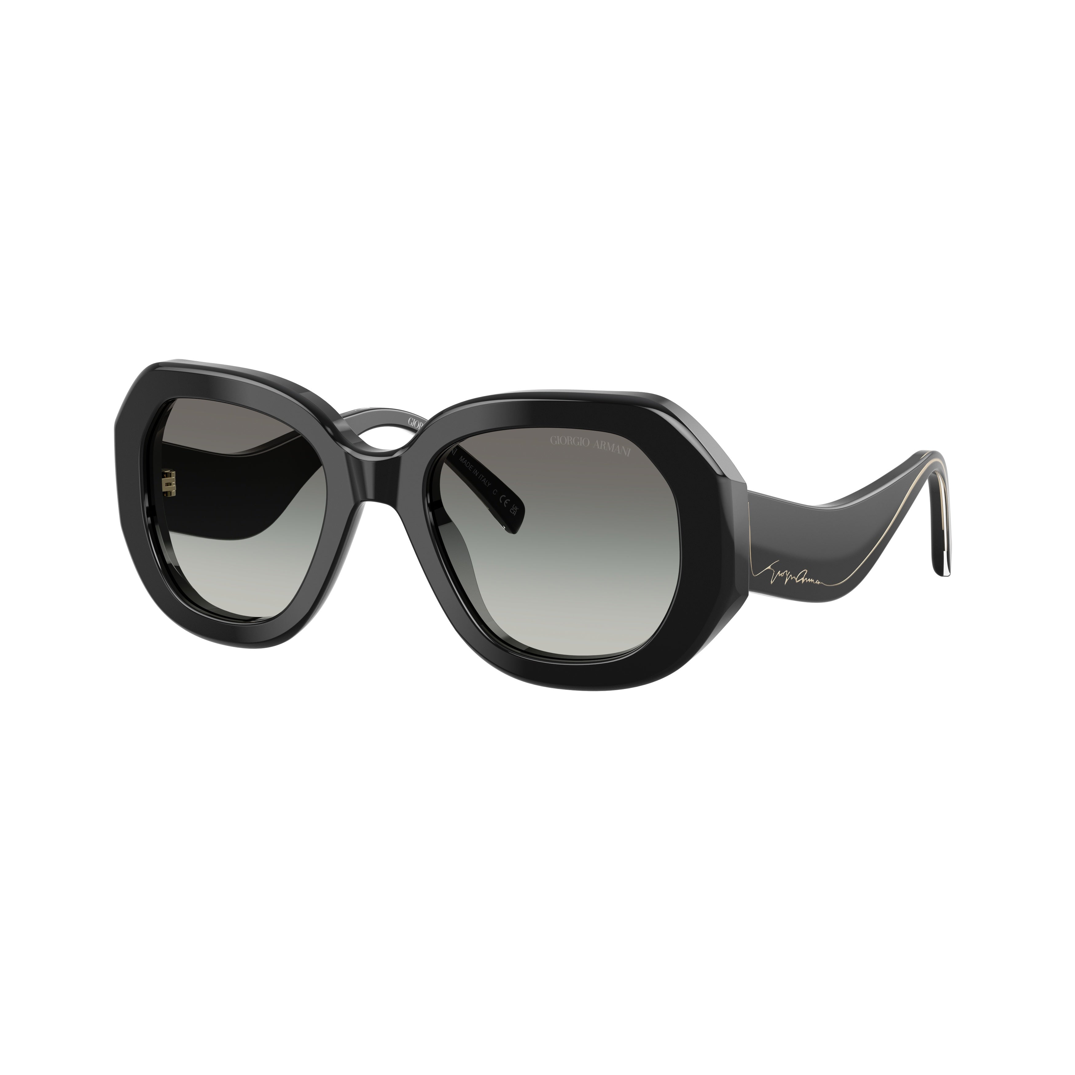 0ar8248 Oversized Geometric Black Sunglasses with Gold Accents