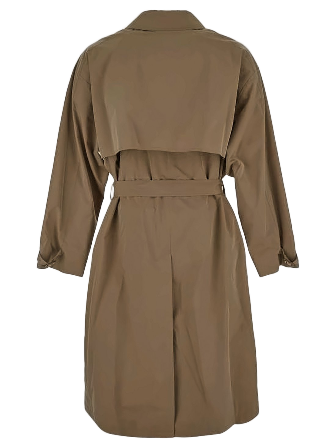 Brown Cotton-Polyester Blend Trench Coat