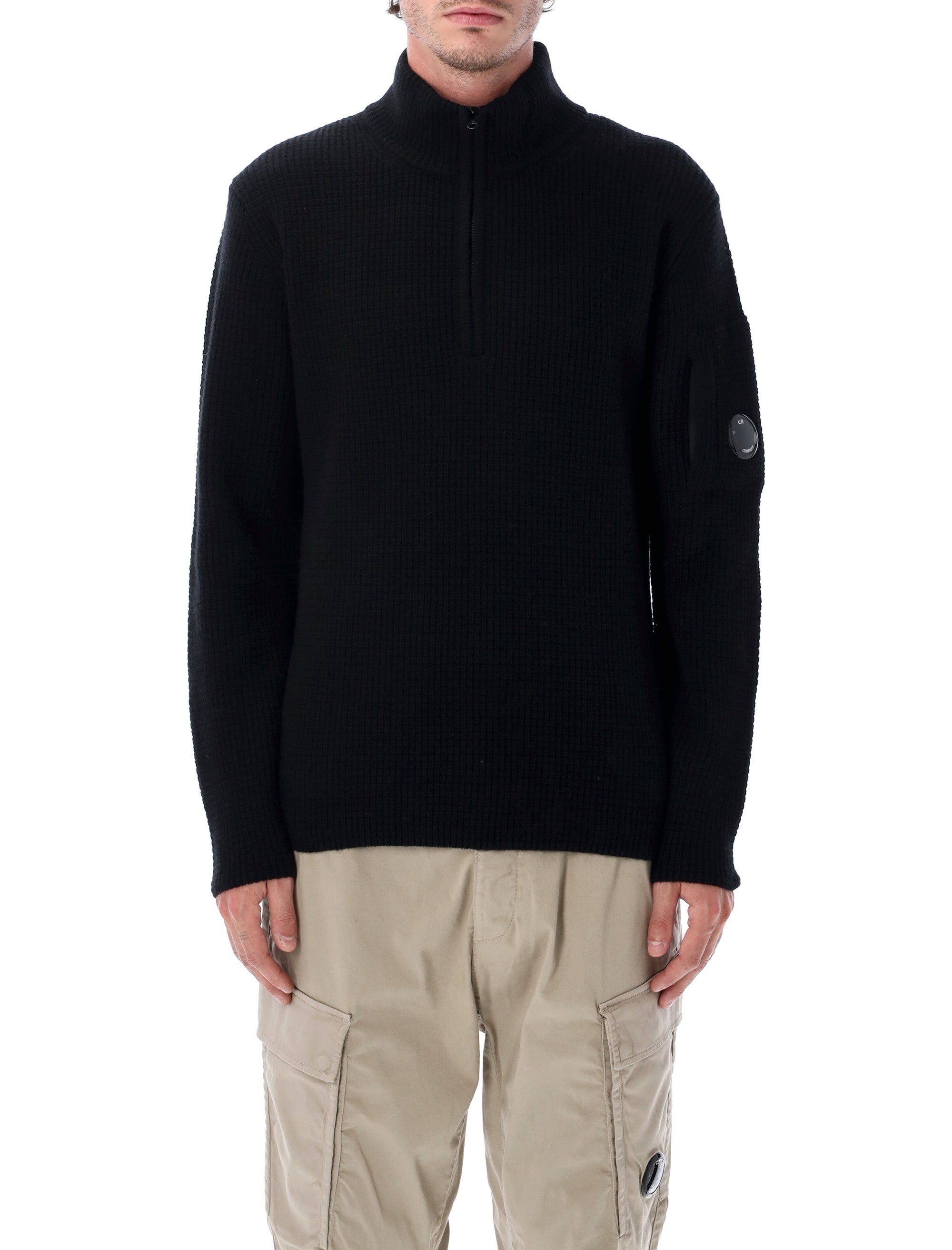 Black Wool Zip Sweater