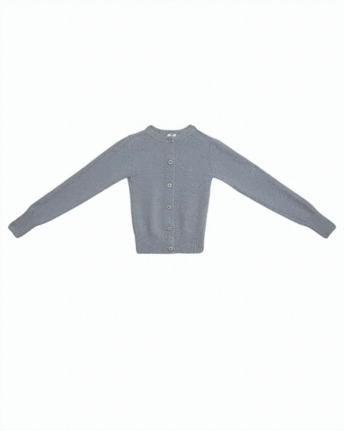 Grey Button-Down Cardigan with Cropped Fit