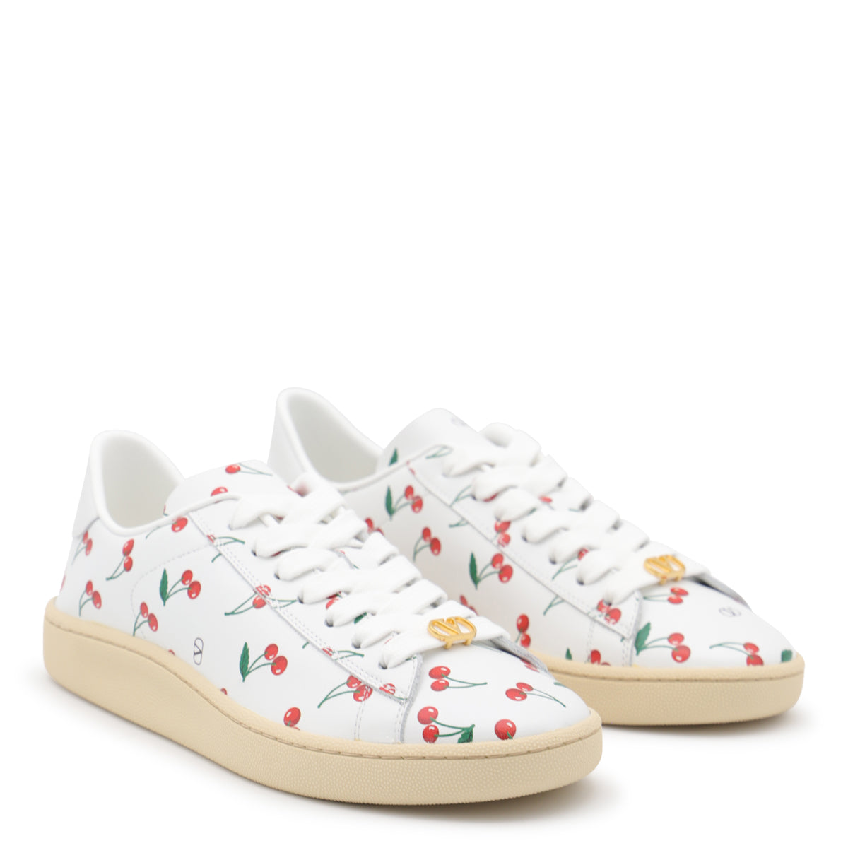 White And Red Leather Sneakers