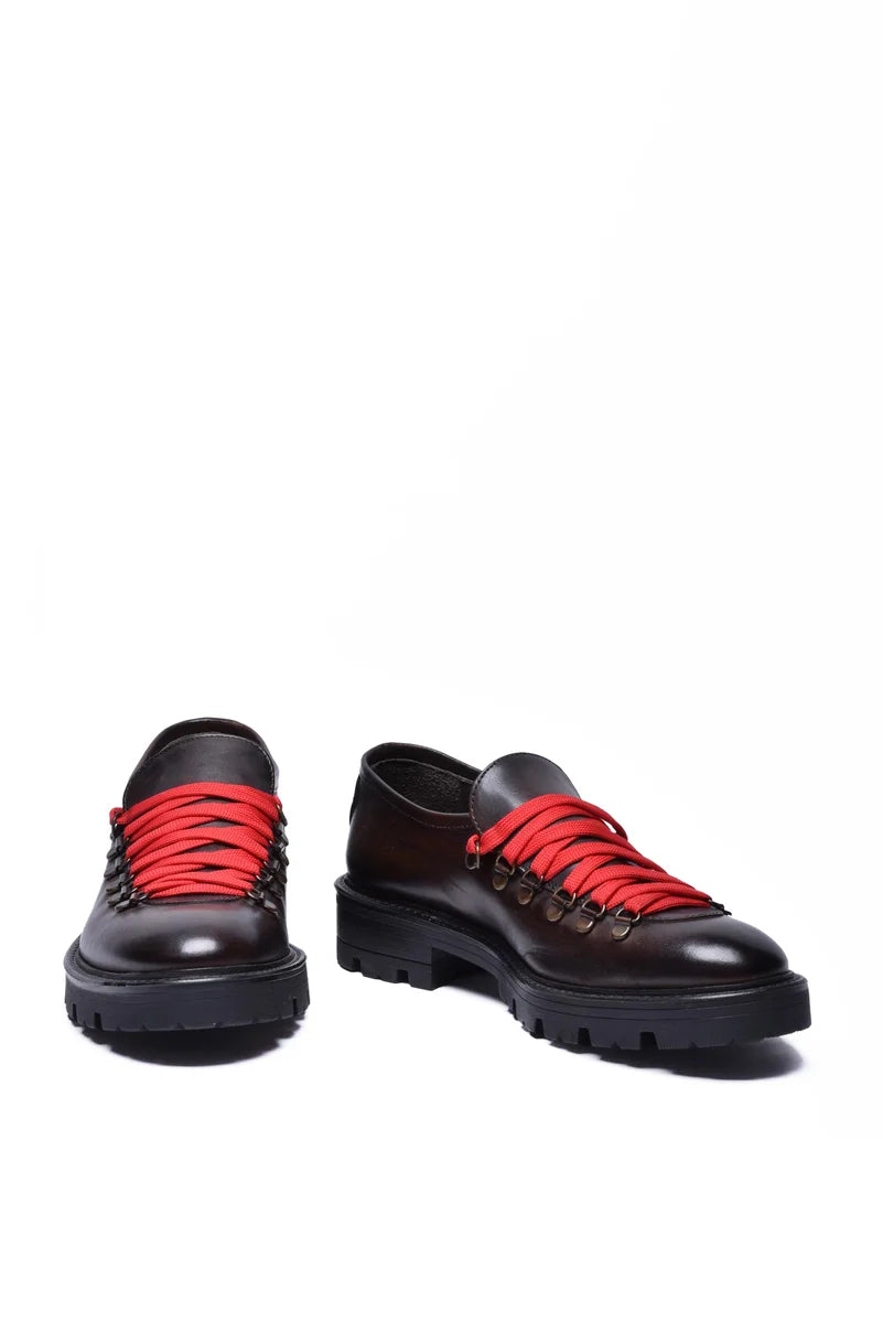 Lace-up Shoes with Lug Sole - Brown