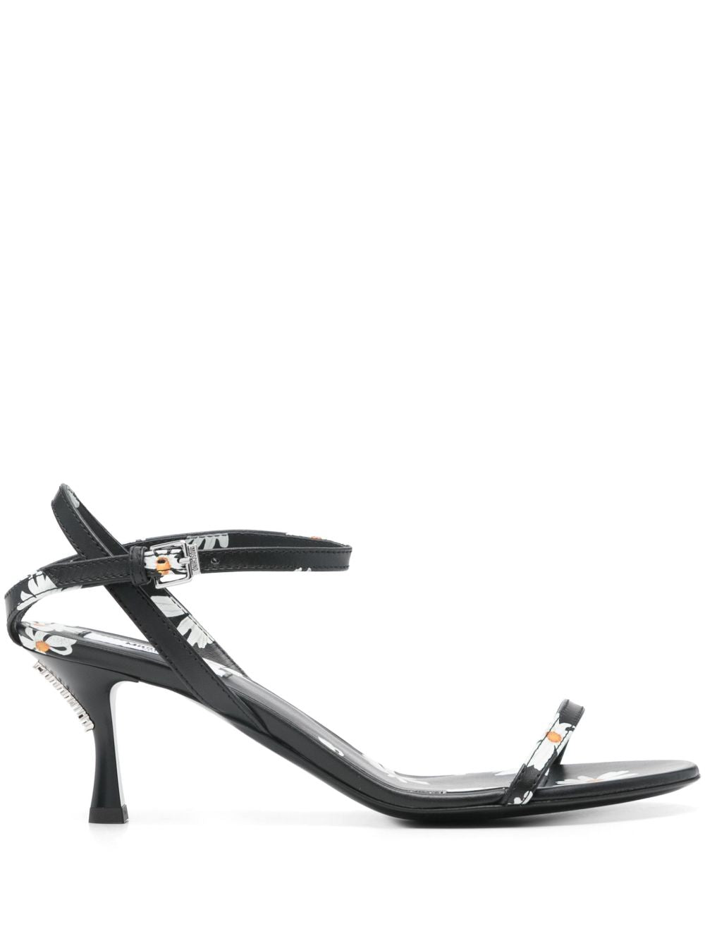 Floral Print Black Sandals