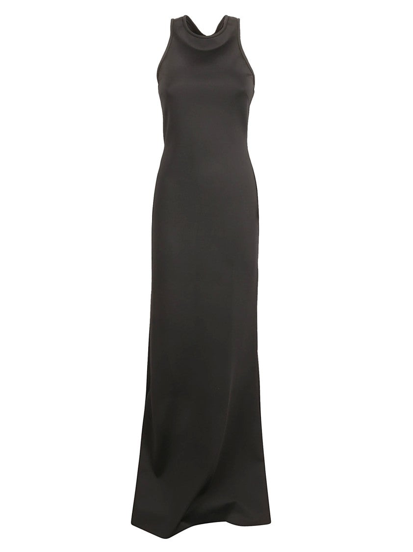 Floor-Length Black Dress With High Neckline