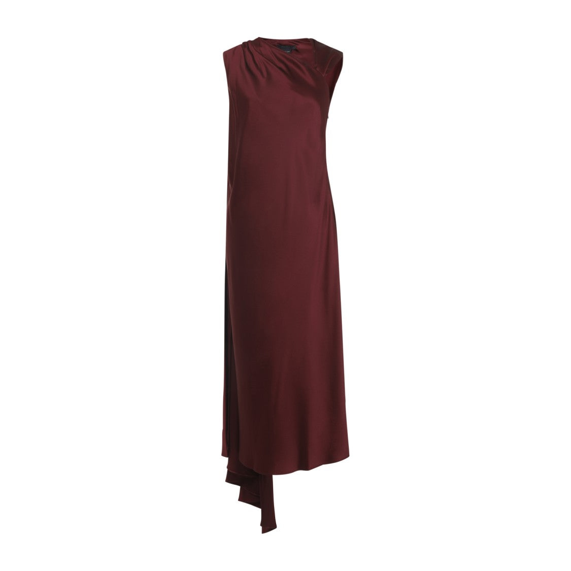 Asymmetrical Red Silk Midi Dress