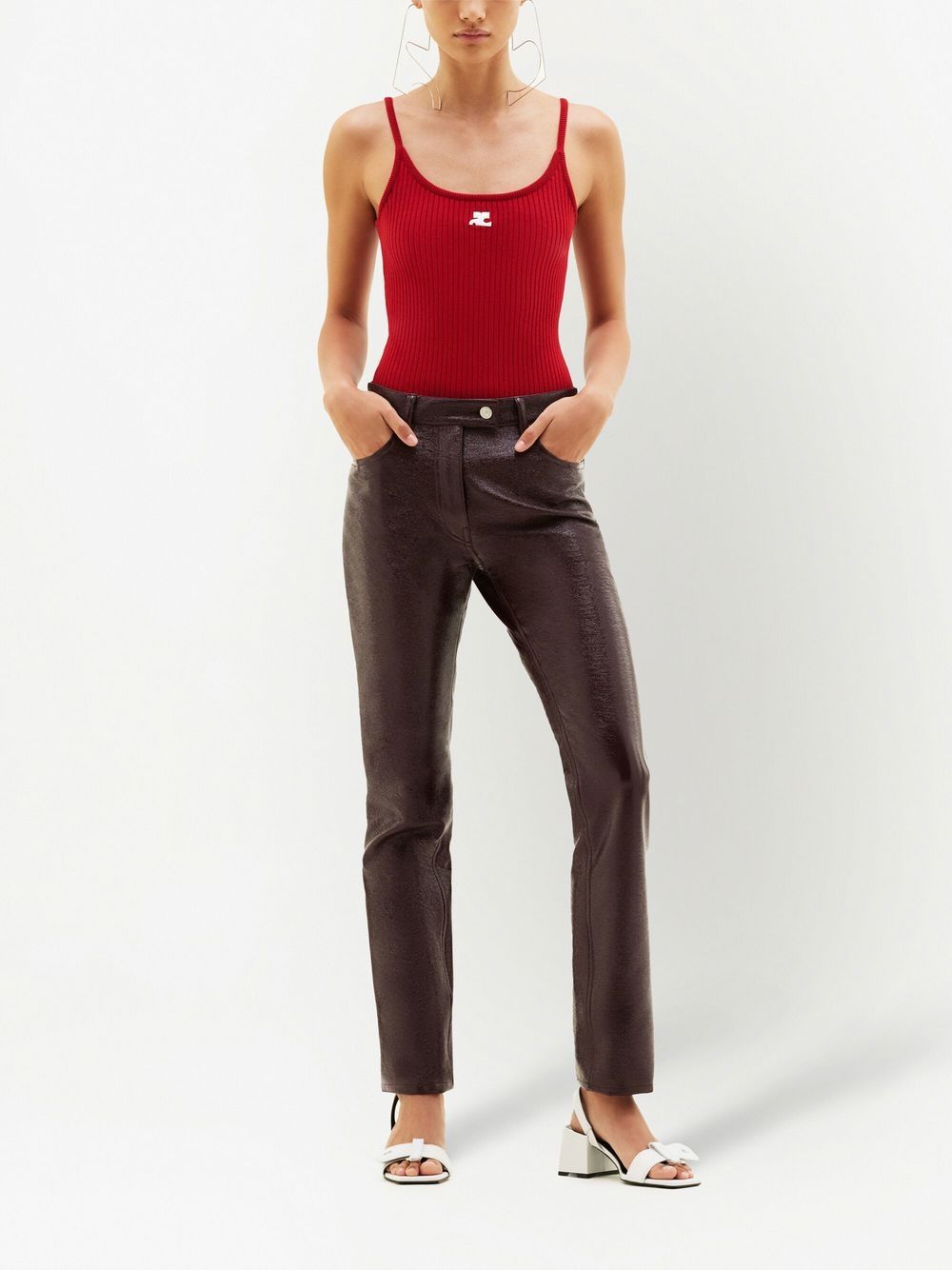 Fitted Ribbed Tank Top With Spaghetti Straps