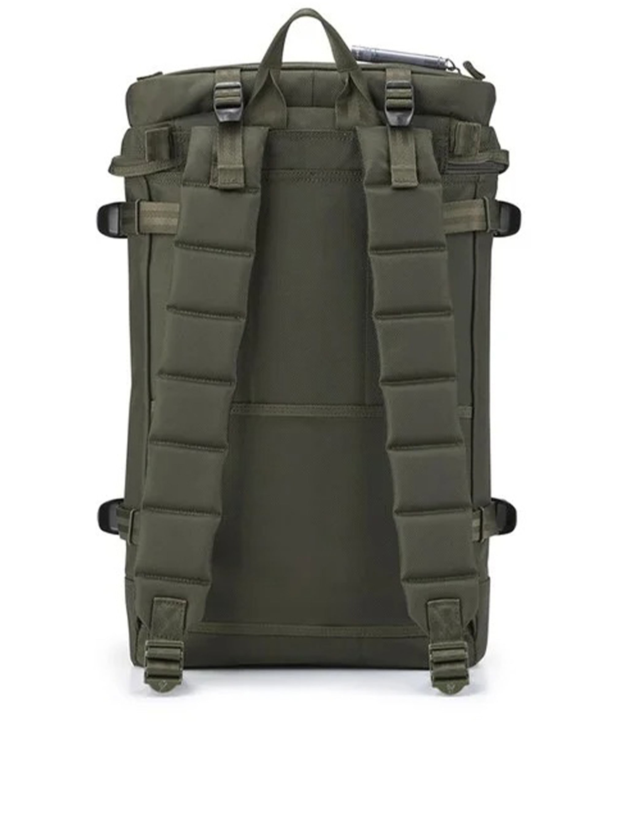 Olive Green Backpack Boxy Structured Nylon Backpack