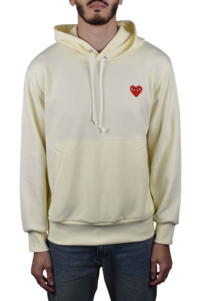Pastel Yellow Polyester Sweatshirt With Drawstring Hood